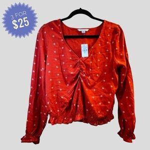 Sale American Eagle Women’s Top S Orange Cropped Long Sleeves